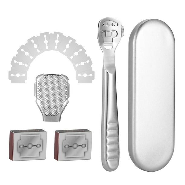 Vogacara Lima para pies, afeitadora de callos de piel muerta de acero inoxidable, raspador portátil para salón agrietado, cabezal de repuesto Cuidado de los pies Vogacara CE000654-00