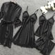 thumbnail image 5 of Ploknplq Pajamas for Women Set,Cotton Pajamas for Women Set,Lounge Sets for Women,Sleepwear Lace Robe Dress Set Pajamas Nightdress Silk,Silk Pajamas for Women,Cute Pajama Sets for Women Black L, 5 of 5