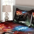 thumbnail image 3 of Ambesonne Dragon Quilted Bedspread Set 3 Pcs, Vikings Boat Stormy Sea, Queen Size, Multicolor, 3 of 4