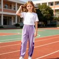 thumbnail image 6 of Girls Sweatpants Trendy Cute Elastic Waist Classic Fit Summer Casual Sports Jogger Pants Size 6 Years, 6 of 9