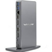WAVLINK USB-C Ultra Dual 4k Universal Docking Station with Aluminium Housing UG69DK7 (6 x USB-A, 2 x DisplayPort, 2 x HDMI, 1 x Type-C ( Connect to laptop ), 1 x RJ45)