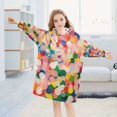 thumbnail image 5 of FORMRS Wearable Blanket Hoodie with Sleeves for Kids Cozy Flannel Sweatshirt, Pink Colorful Circles, 5 of 7