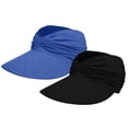 thumbnail image 2 of 2 Pack Summer Beach Hats VLOOCKLW Wide Brim UV Protection Sun Visor Hats, UPF50+ Lightweight Foldable Ponytail Sports Cap Black, 2 of 9