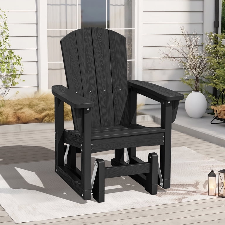 SERWALL Single Glider Chair, HDPE Wood-Like Black photo 1