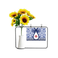 thumbnail image 1 of Chinese Culture Blue Flower Line Artificial Sunflower Vases Bottle Blessing Card, 1 of 3