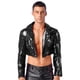 thumbnail image 3 of Abrigo corto de manga larga con aspecto mojado para hombre, ropa de fiesta para fiesta de Cosplay Rave, chaqueta de charol con solapa para baile en barra, abrigos para motocicleta, 3 of 4