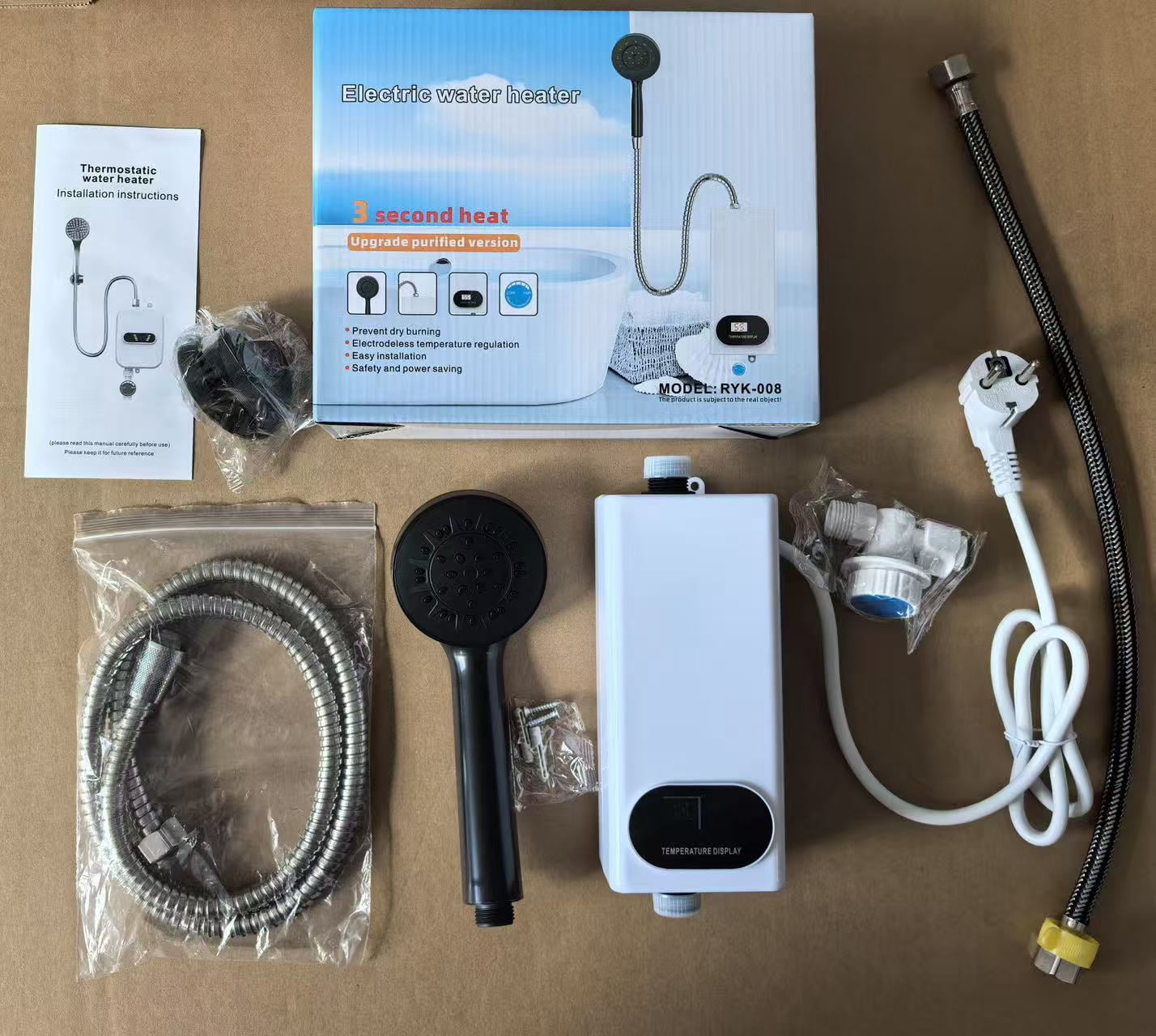 Electric Tankless Water Heater, 5500W Instant Electric Water Heater with Digital Display for Kitchen Bathroom Washin
