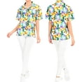 thumbnail image 4 of LA LEELA Women's Funky Button Down Short Sleeve Blouse Top Dress Shirt Beach Hawaiian Floral Shirts for Women XL Water Paint, Multicoloured, 4 of 4