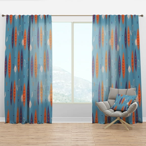 Designart 'Botanical Floral Retro Pattern II' Mid-Century Modern Curtain Panel