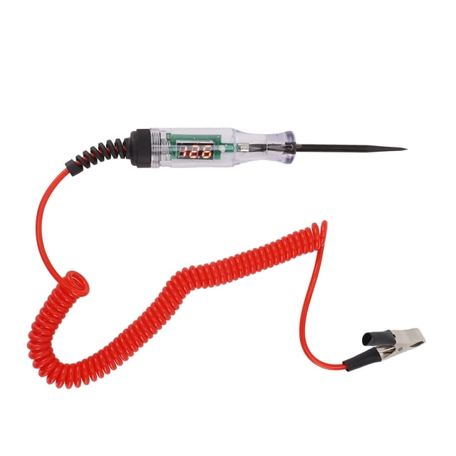 Pen de Prueba de Circuitlo, Sonda de Acero Probador inoxidable de Voltaje Auticú de Alta Eficiencia DC 6 A 48 V Cabezal de Goma aislante PU Spring Wire LCD LCD para SUV