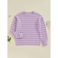 thumbnail image 6 of Mommy and Me Matching Outfits Sweater Stripe Long Sleeve Knitwear Crewneck Pullover Knit Tops, 6 of 10
