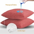 thumbnail image 4 of Coral Red Throw Pillow Covers 16x16 Inch Set of 2, Farmhouse Burlap Solid Red Color Modern Linen Texture Waterproof Outdoor Pillow Covers, Decorative Cushion Pillowcases for Couch, Sofa, Bed, Patio, 4 of 9