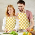 thumbnail image 3 of Yellow White Checkerboard Checkered Pattern Apron-Garden Aprons for Women with Pockets-Cotton Linen Waterproof Kitchen Cooking Gardening Aprons Adjustable for Kitchen,Cooking,BBQ and Salon 33x27 Inch, 3 of 7