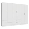thumbnail image 3 of MADESA 6 Doors 4 Drawers Wardrobe Set Armoire Closet Bedroom Storage Cabinet with Shelves and Hanging Space 94"L Wooden Clothing Organizer Unit - White, 3 of 10