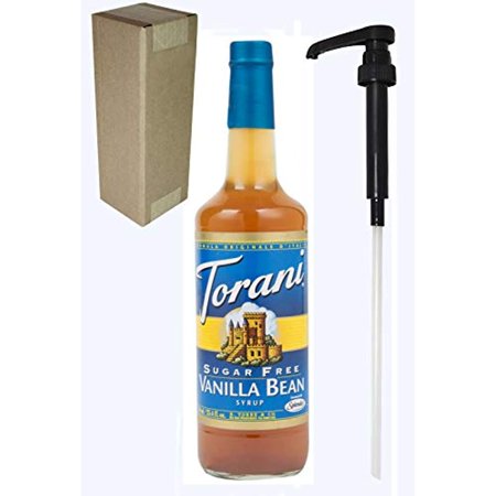 Torani Sugar Free Vanilla Bean Flavoring Syrup, 750Ml (25.4 Fl Oz) Glass Bottle, Individually Boxed, With Black Pump