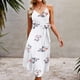 thumbnail image 5 of ICHUANYI Clearance Women's Fashion Sexy V-Neck Sleeveless Zipper Printed Print Mid Claf Dresses +Belt(White, L) Ichuanyi Ichuanyi, 5 of 8