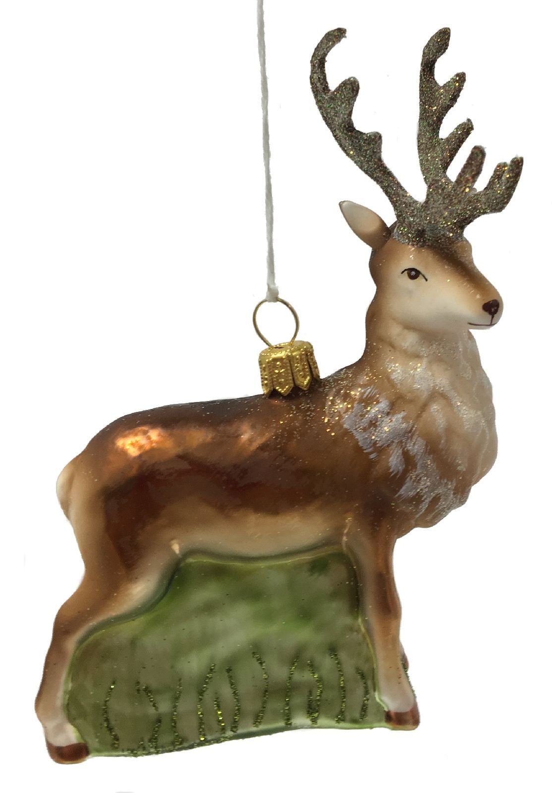 Male Buck Deer with Antlers Polish Glass Christmas Tree Ornament Wildlife Animal