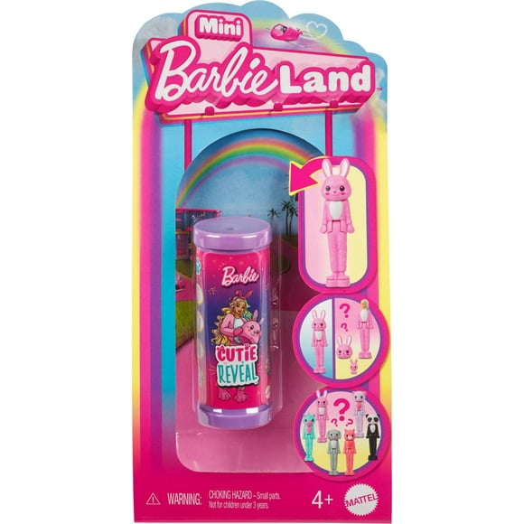 ​Barbie Mini BarbieLand Cutie Reveal Doll & Pet, Color Dream Series 1.5-inch Mini Doll, Unboxing with Removable Animal Costume Head (Styles May Vary), Ages 4+