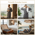 thumbnail image 6 of Lotus Linen Lightweight Waffle Robe for Men - Lightweight Cotton Blend Spa Bathrobe, Dark Gray Medium, 6 of 6