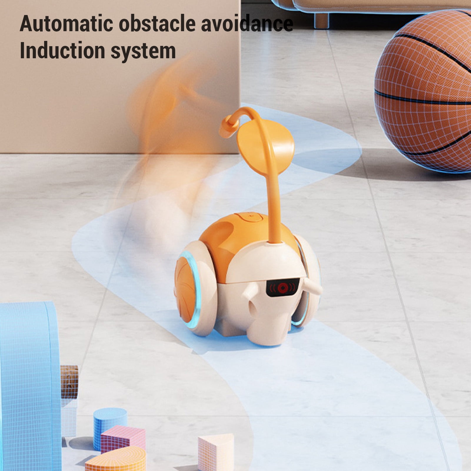 Rupoun Smart Electric Cat Toy Rechargeable Promoting Exercise Interactive Remote Control Automatic Moving Toys with Feather, Orange (5.51 inches / 14 cm)
