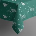 thumbnail image 3 of Green Christmas Tree and Snow Pattern Rectangle Tablecloth 60"x84",Waterproof Polyester Rectangle Table Cloth, Wipeable Spillproof Polyester Tablecloth for Dining, Camping, Indoor and Outdoor, 3 of 5