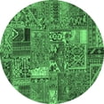 thumbnail image 1 of Ahgly Company Indoor Round Patchwork Emerald Green Transitional Area Rugs, 4' Round, 1 of 4