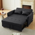thumbnail image 2 of 51.57" Convertible Chaise Sleeper Bed, 2-in-1 Chaise Futon Sofa Bed Pull Out Couch Bed Adjustable Recliner Chair with Adjustable Oversized Armchair and 3 USB Ports for Small Space, Living Room, Black, 2 of 7