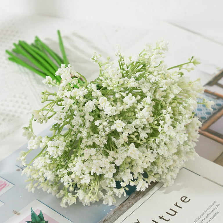 Lucky Snail Artificial Flowers, 5 Pcs Babys Breath Artificial Flowers Bulk Artificial Gypsophila Bouquets Real Touch Fake Flowers for Wedding Home