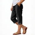 thumbnail image 2 of Pretxorve Kids Girls Casual Pants Solid Linen Mix Fabric Split Button Side Pockets 7 Length Bottoms, 2 of 5