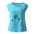 thumbnail image 4 of Pompotops Blouse Décontractée Sans Manches à Boutons Col Rond Ample pour Femmes, 4 of 4