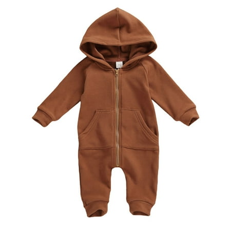 

Baby Boys Girls Hoodie Romper Jumpsuit Zipper Warm Clothes Outfits