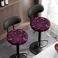 thumbnail image 3 of HUIACONG Pink Bat & Spider Web Polyester Stool Covers Chair Slipcovers with Elastic Fabric, Dust Proof Soft Round Stool Seat Covers for Hotel, 3 of 6