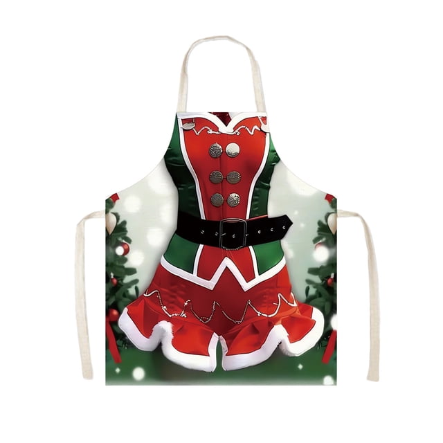 Christmas Kitchen Decoration Polyester Apron Multicolor 17.72 in x 22.05 in With Adjustable Neckband And Front Pocket