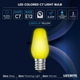 thumbnail image 7 of Luxrite 12-Pack C7 LED Yellow Replacement Light Bulbs for String Lights 0.5W Colored Bulb Enclosed Fixture Rated UL E12 Indoor Outdoor, 7 of 7