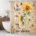 thumbnail image 2 of Sunflower Shower Curtain, You are My Sunshine Sunflower with Bees Butterflies Rustic Retro Bathroom Curtain Decor Waterproof Fabric Machine Washable with 6PCS Hooks,36" Wx72 L, 2 of 6