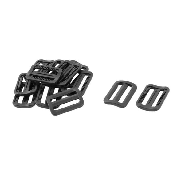 Travel Plastic Adjustable Backpack tri Buckle Black 25mm Strap Width 12pcs