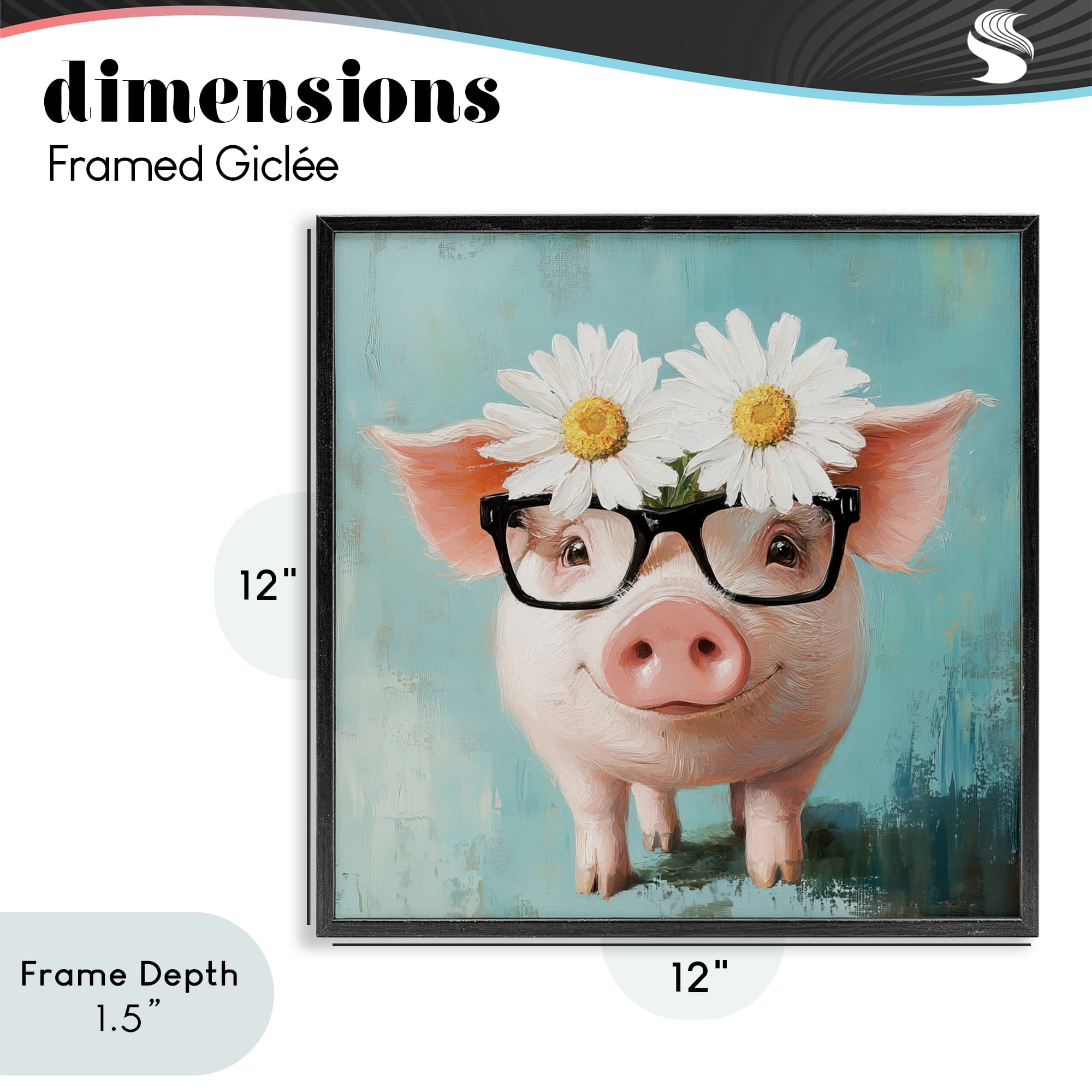 Stupell Industries Nerdy Natalie Piglet Black Framed Giclee Art, design by Tina LeCour