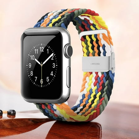 Women Adjustable Apple Watch Band Nylon Braided 38/40mm Watch Strap Replacement for iWatch, Colorful