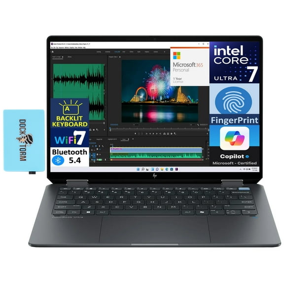 HP OmniBook Ultra Flip 2-in-1 Laptop 14.0in Touchscreen 2.8K Display (Intel Ultra 7-256V, 16GB LPDDR5, 2TB PCIe SSD, Backlit KB, Win 11 Pro) w/Microsoft 365 Personal , DKZ USB Port Expander