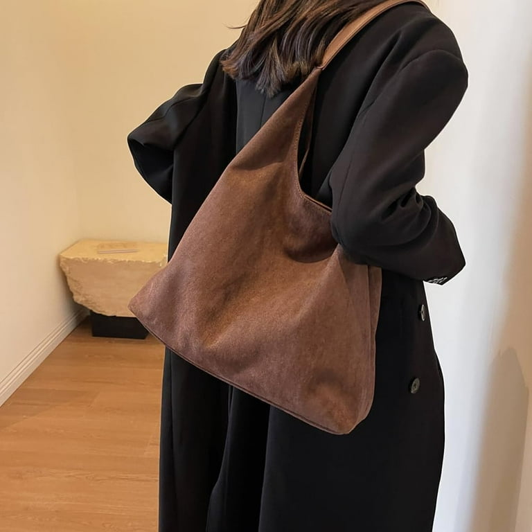 Suede Hobo Bag Brown Suede Handbag for Women Retro Suede Slouchy Bag Hobo Handbag Suede Shoulder Bag Walmart