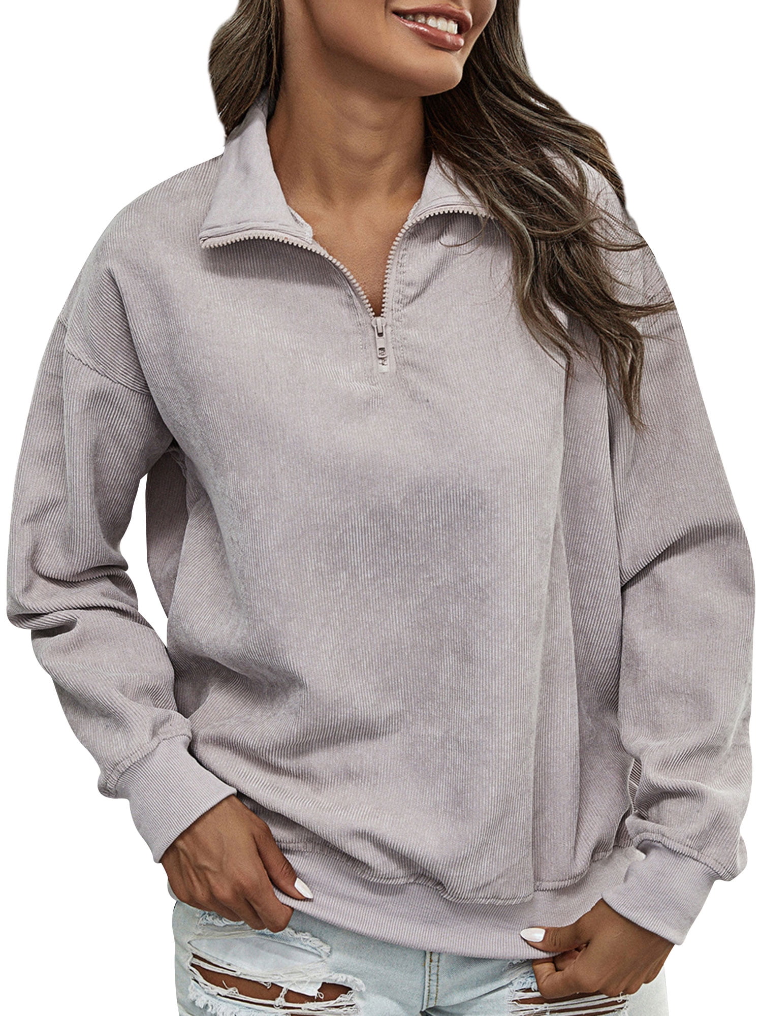 grey sweatshirt with collar