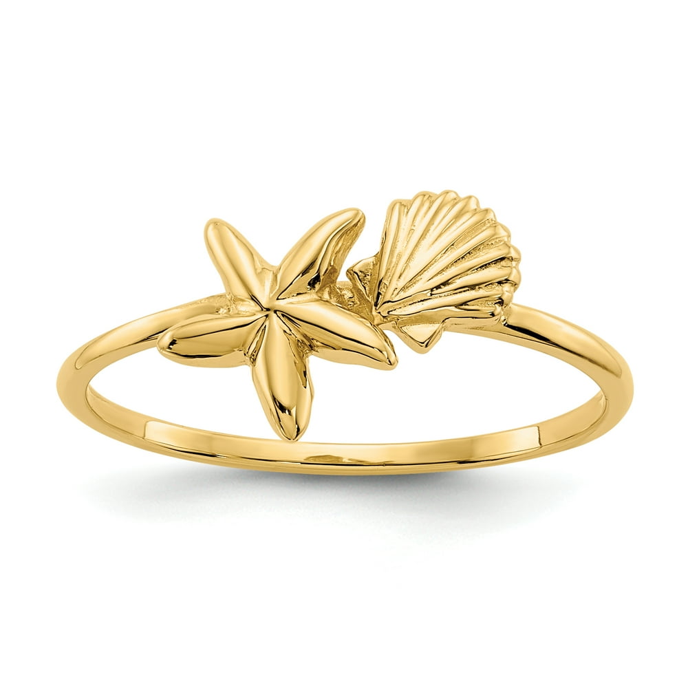 IceCarats 14k Yellow Gold Sea Shell Mermaid Nautical Jewelry Starfish