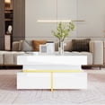 thumbnail image 2 of HMSHA Coffee Table,High-Gloss Living Room Table,Side Table with Drawers and Gold Accents, 2 of 12