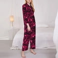 thumbnail image 3 of Salouo Burgundy Tie Dye Pattern Women's Pajamas Set Long Sleeve Button Down Sleepwear Soft Pj Lounge Sets for women 2 Piece Pjs Set with Long Pants-Medium, 3 of 7