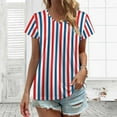 thumbnail image 3 of American Flag Blue Red White Women's Blouse Short Sleeve Women's Top T-Shirt Spring Summer Clothes, 3 of 7