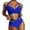 Blue, variant on Huowey Printing Vintage Front Retro Crop Ruched Swimwear 2PCS Wrap Tops+Shorts Swimsuit Women High Waist Swimwears Tankinis Set Pool Bathing Suit Honeymoon Cruise Trendy Wear