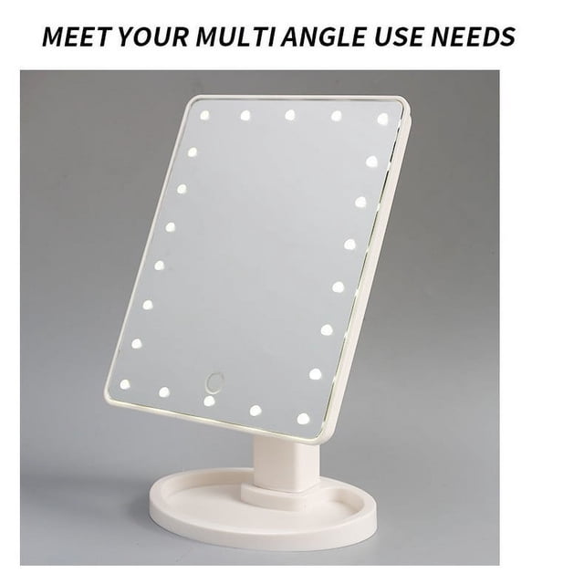 Espejo de maquillaje con luz LED de escritorio, giratorio, con sensor táctil, para dormitorio de estudiantes