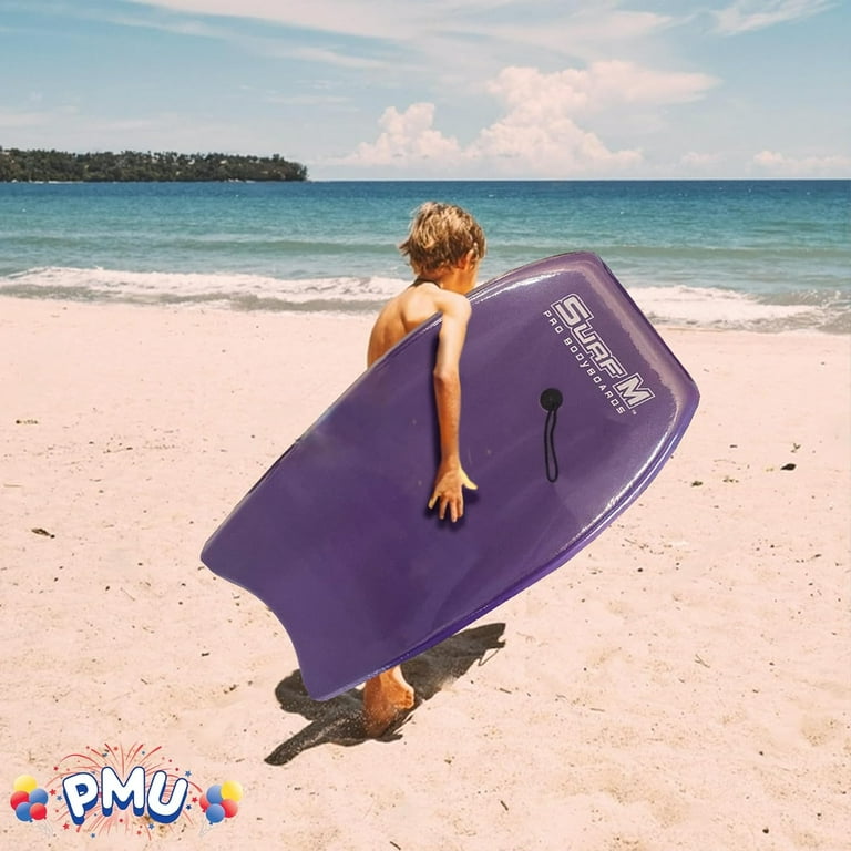 PMU 33 Inch Purple Bodyboard - Lightweight Wrist Leash, Slick