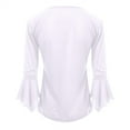 thumbnail image 2 of QLEICOM Womens Casual Tops, Women's Flared Sleeve Vintage Plus Size T-Shirts, Fashion Bottoming Solid Tops, Crewneck 3/4 Sleeve Summer Tunic Tops Pullover Blouse White XXL, 2 of 2
