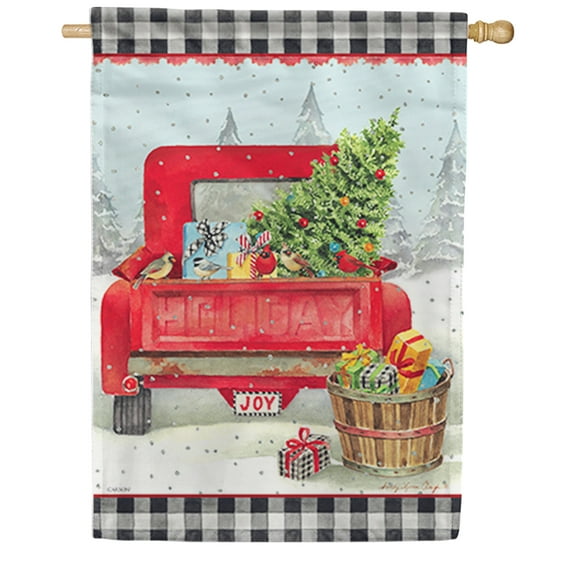 Carson House Flag - Holiday Joy, Dura Soft Double Sided House Flag, 28 x 40 Inch Outdoor Yard Decorative Flag